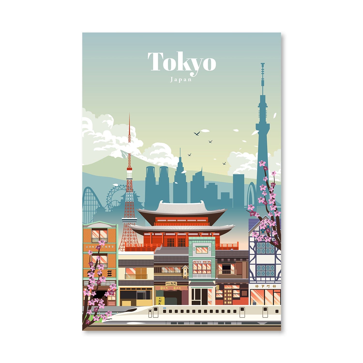 Tokyo BLUE Canvas - Studio 324 Art Clock Canvas