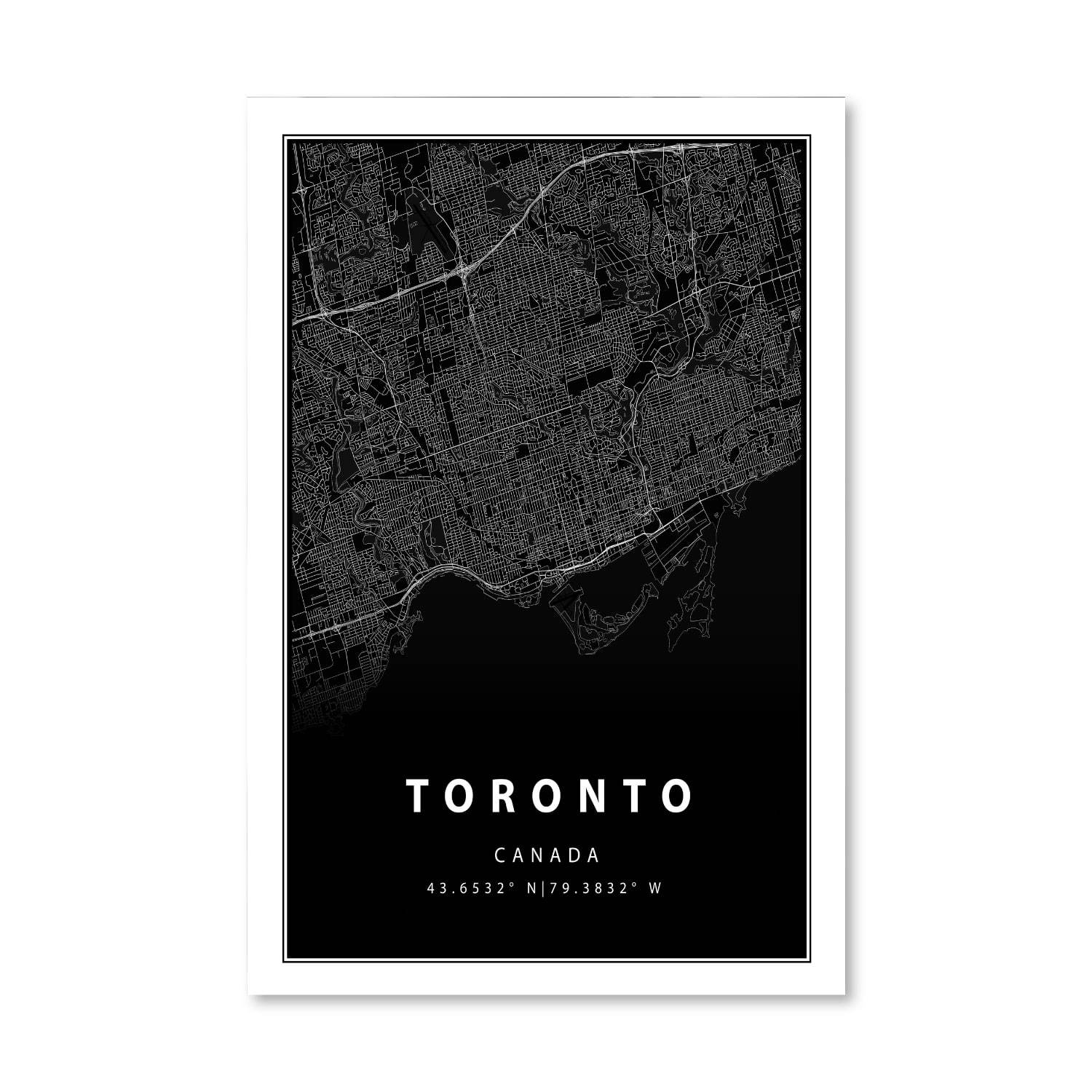 Toronto Black Map Canvas Art Clock Canvas