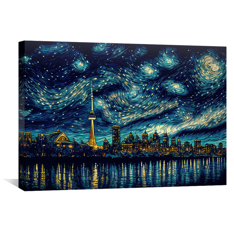 Toronto Starry Night Canvas Art Clock Canvas