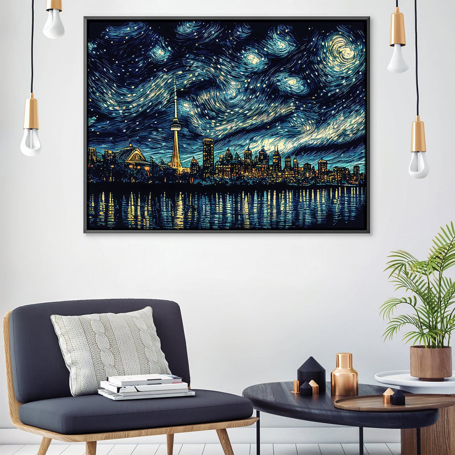 Toronto Starry Night Canvas Art Clock Canvas