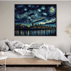 Toronto Starry Night Canvas Art Clock Canvas