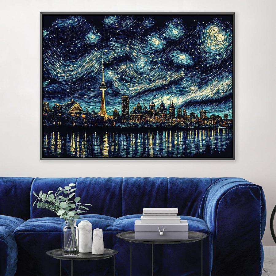 Toronto Starry Night Canvas Art Clock Canvas
