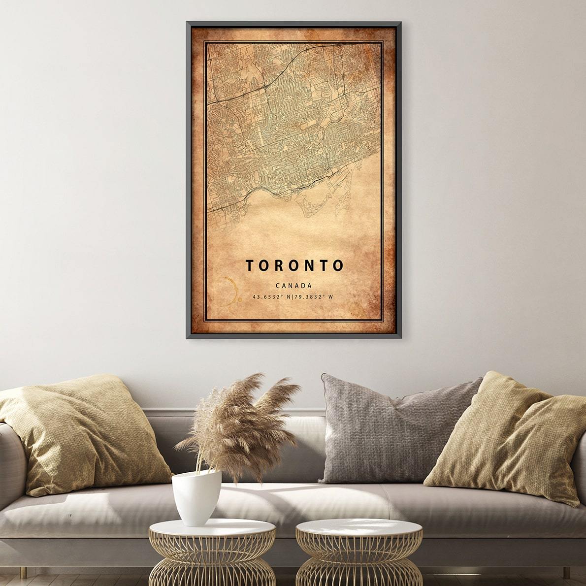 Toronto Vintage Map Canvas Art Clock Canvas
