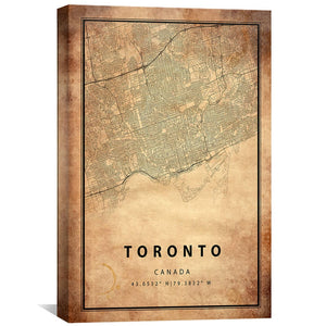 Toronto Vintage Map Canvas Art Clock Canvas