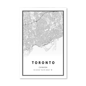Toronto White Map Canvas Art Clock Canvas