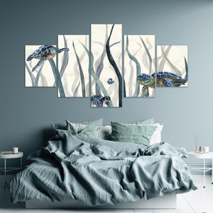 Tranquil Turtles Canvas - 5 Panel Art 5 Panel / Large / Standard Gallery Wrap Clock Canvas