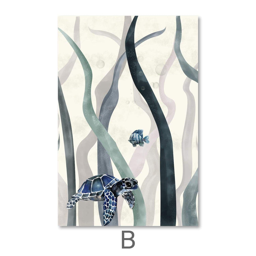 Tranquil Turtles Canvas Art B / 40 x 50cm / Unframed Canvas Print Clock Canvas