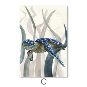 Tranquil Turtles Canvas Art C / 40 x 50cm / Unframed Canvas Print Clock Canvas