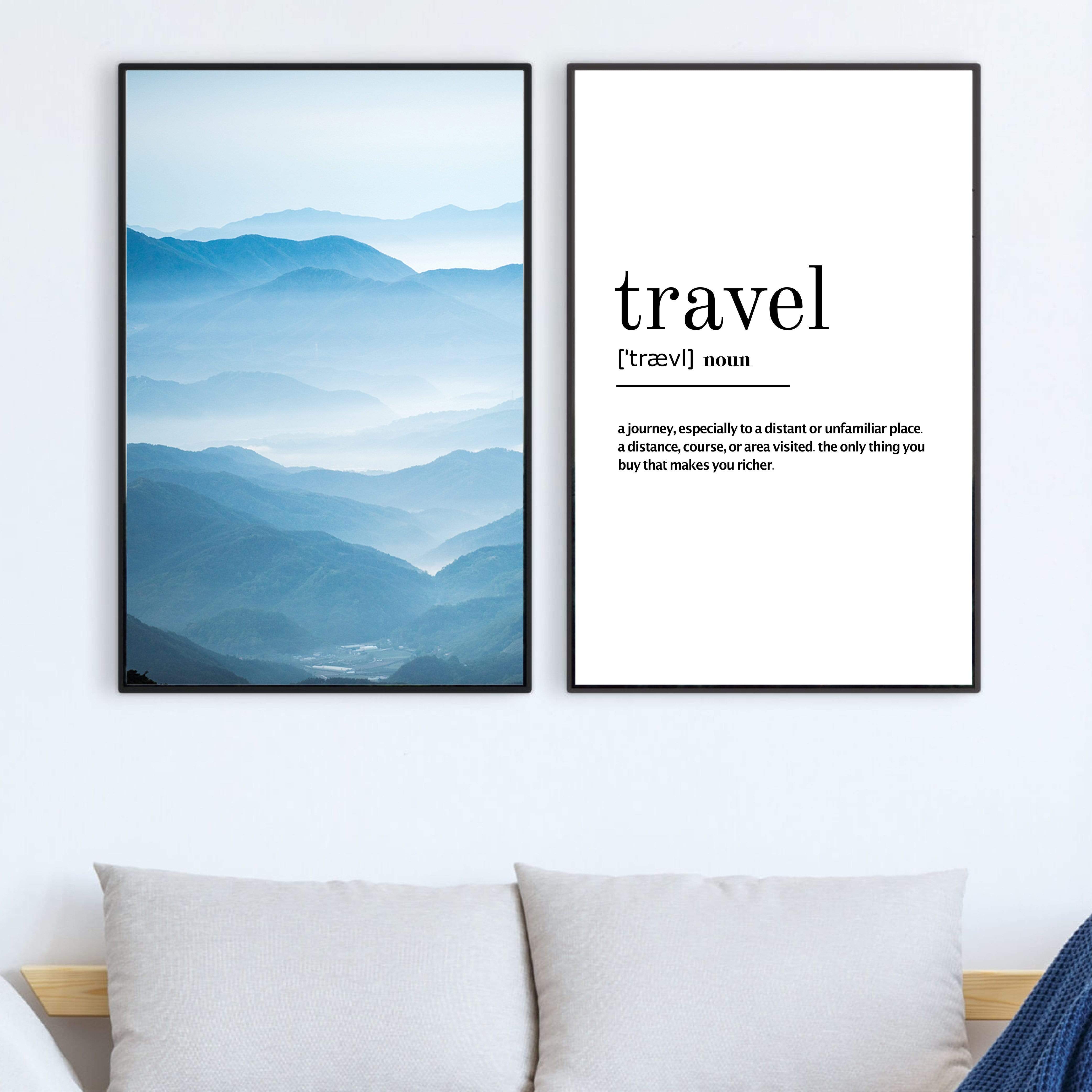 Travel Definition Canvas Art Set of 2 / 40 x 50cm / No Board - Canvas Print Only Clock Canvas