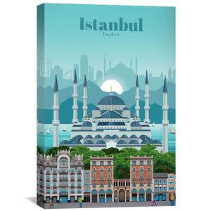 Travel to Istanbul Canvas - Studio 324 Art 30 x 45cm / Unframed Canvas Print Clock Canvas