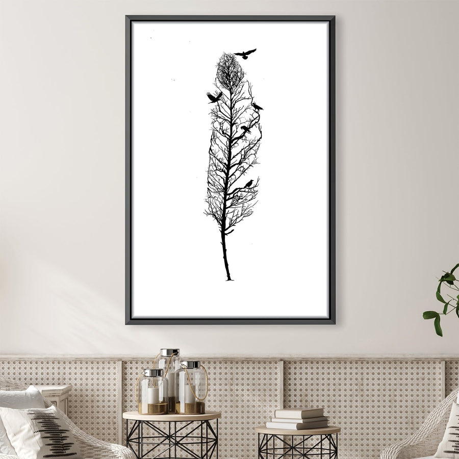 Tree of Illusion Feather Canvas Art 30 x 45cm / Unframed Canvas Print Clock Canvas