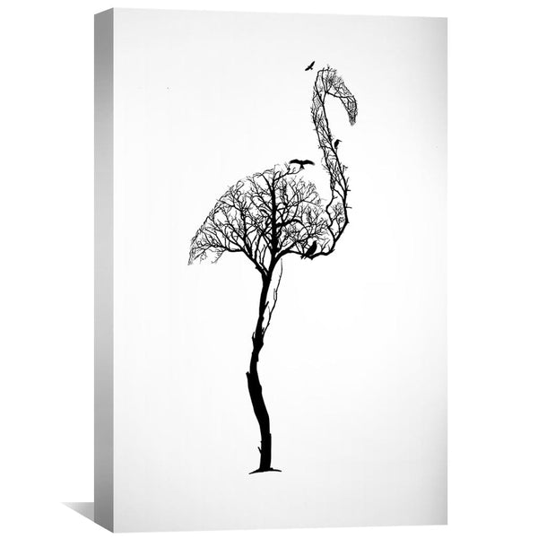 Tree of Illusion Flamingo Canvas Art Clock Canvas