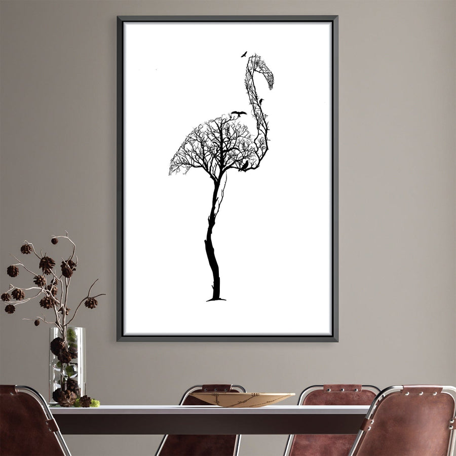 Tree of Illusion Flamingo Canvas Art 30 x 45cm / Unframed Canvas Print Clock Canvas