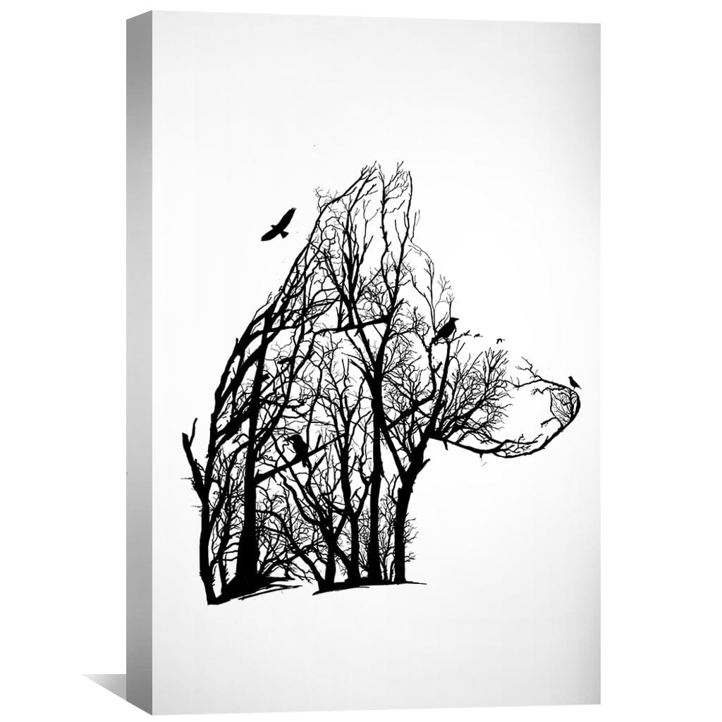 Tree of Illusion Wolf Canvas Art Clock Canvas