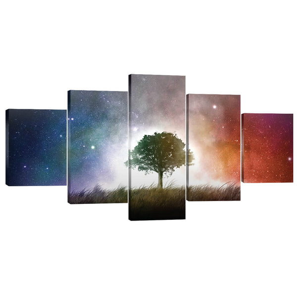 Tree of Light Canvas - 5 Panel Art Clock Canvas