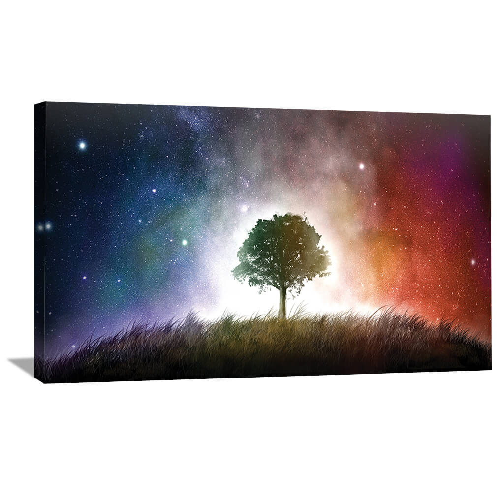 Tree of Light Canvas Art 50 x 25cm / Unframed Canvas Print Clock Canvas