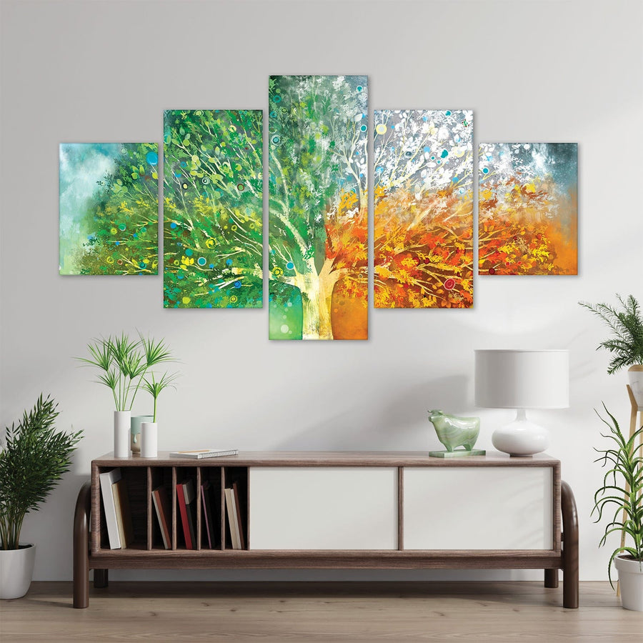 Tree Stages Canvas - 5 Panel Art Clock Canvas