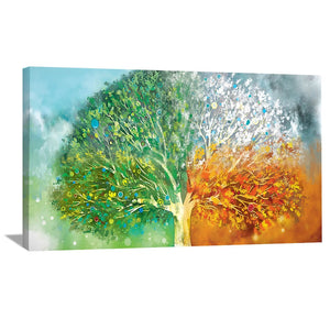 Tree Stages Canvas Art 50 x 25cm / Unframed Canvas Print Clock Canvas