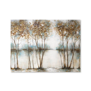 Trees of Reflection Landscape Short Oil Painting Oil Clock Canvas