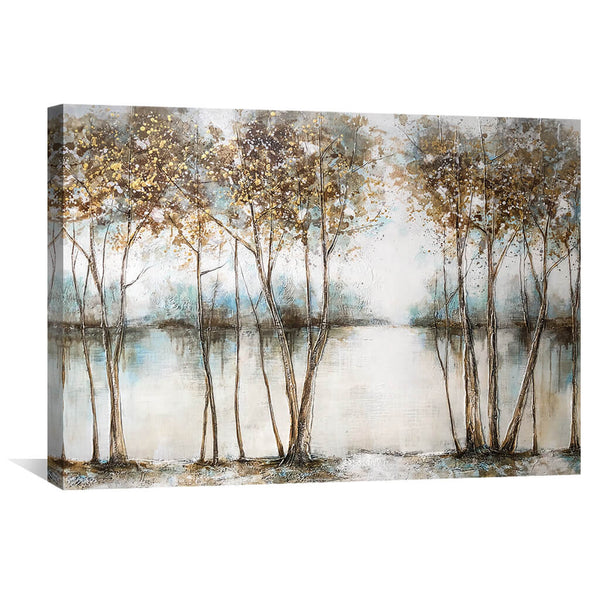 Trees of Reflection Oil Painting Oil Clock Canvas
