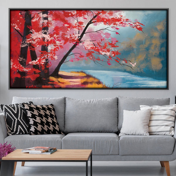 Trees on the River Bank Canvas Art 50 x 25cm / Unframed Canvas Print Clock Canvas