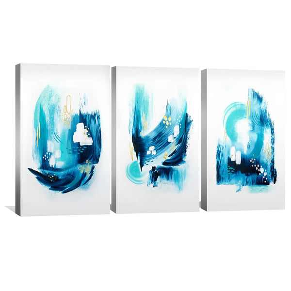 Trident Seas Canvas Art Set of 3 / 40 x 50cm / No Board - Canvas Print Only Clock Canvas