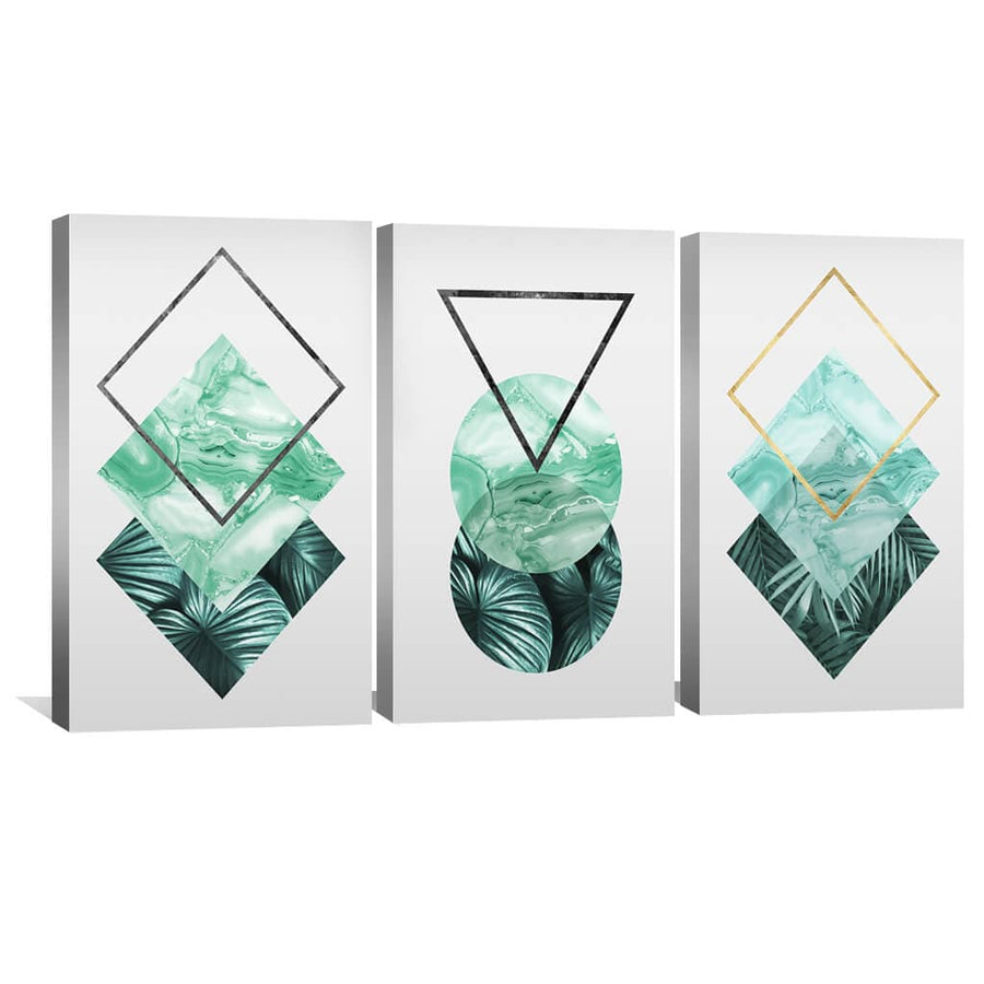 Tropical Geometry II Canvas Art Set of 3 / 30 x 45cm / Unframed Canvas Print Clock Canvas