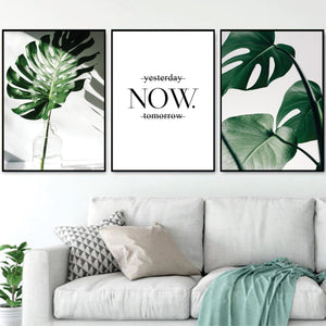 Tropical Leaf Canvas Art Set of 3 / 40 x 60cm / No Board - Canvas Print Only Clock Canvas