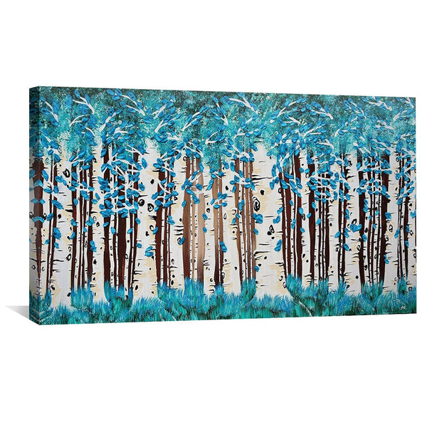 Turquoise Forest Canvas Art Clock Canvas