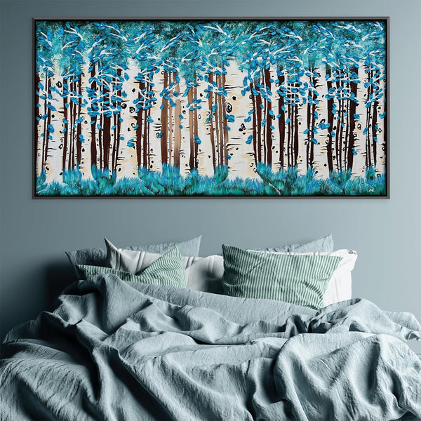 Turquoise Forest Canvas Art 50 x 25cm / Unframed Canvas Print Clock Canvas