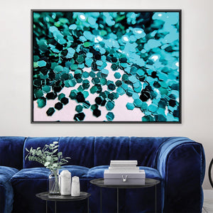 Turquoise Glitter Canvas Art 45 x 30cm / Unframed Canvas Print Clock Canvas