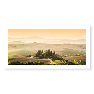 Tuscany Landscape Print Art Clock Canvas