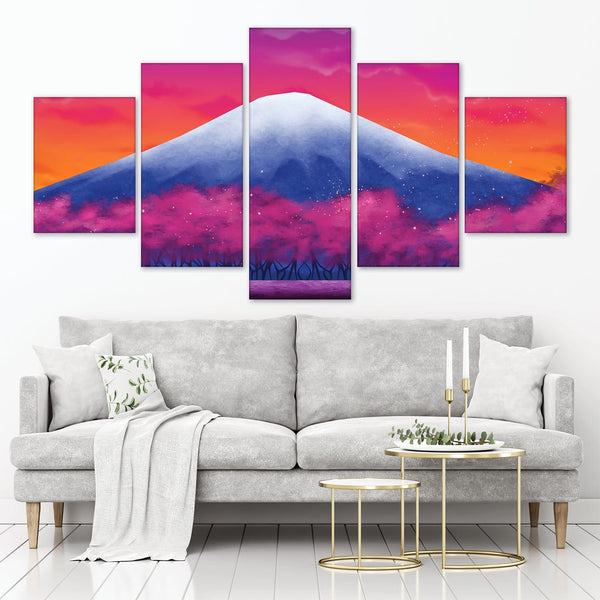 Twilight Fuji Canvas - 5 Panel Art Clock Canvas
