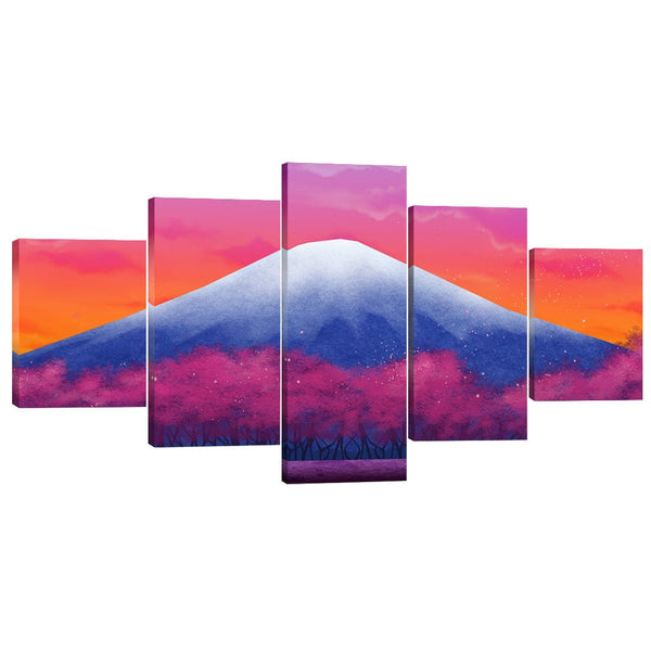 Twilight Fuji Canvas - 5 Panel Art 5 Panel / Large / Standard Gallery Wrap Clock Canvas