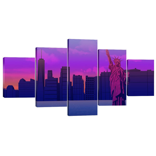Twilight Liberty Canvas - 5 Panel Art Clock Canvas