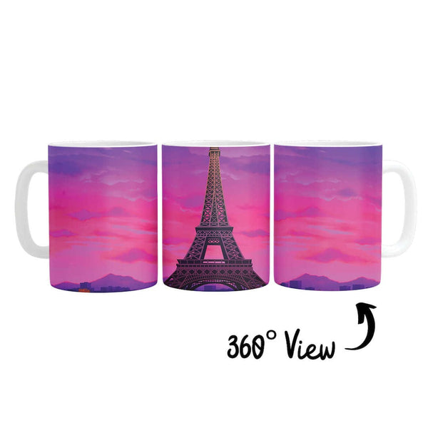 Twilight Paris Mug Mug White Clock Canvas