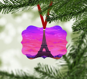 Twilight Paris Ornament Christmas Ornament Victorian 10.8 x 8cm Clock Canvas