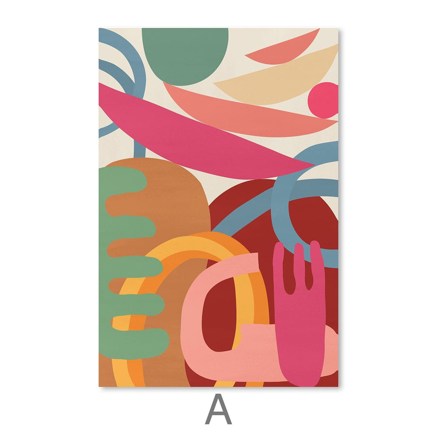 Undulating Shapes-Set Canvas Art A / 30 x 45cm / Unframed Canvas Print Clock Canvas