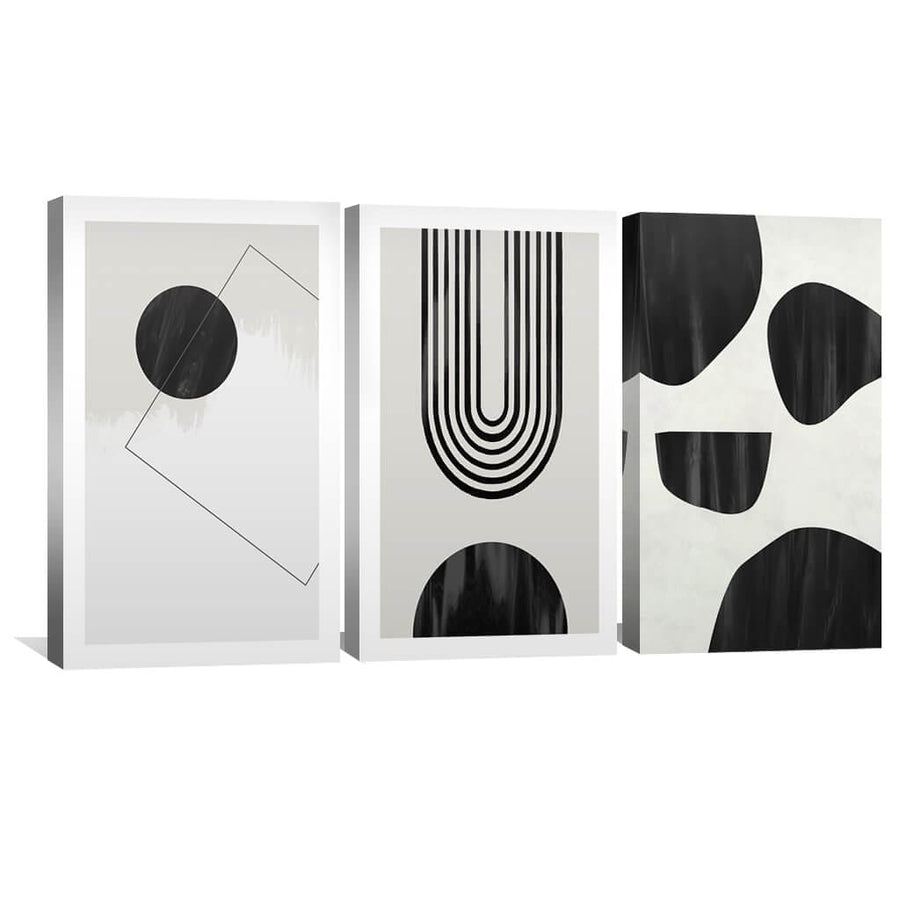 Unique Shapes Canvas Art Set of 3 / 30 x 45cm / Unframed Canvas Print Clock Canvas