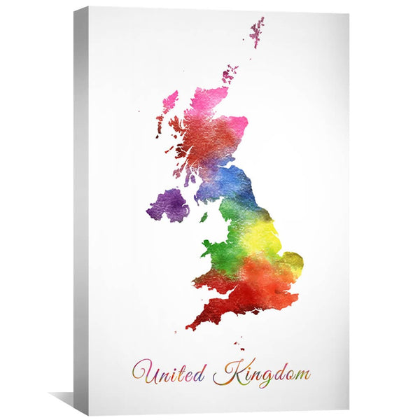 United Kingdom Rainbow Canvas Art 30 x 45cm / Unframed Canvas Print Clock Canvas