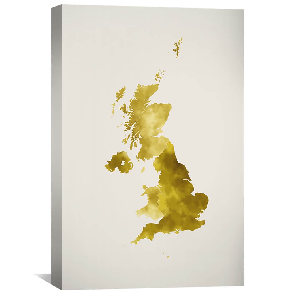 United Kingdom Watercolor Canvas Art 30 x 45cm / Unframed Canvas Print Clock Canvas