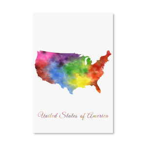 United States of America Rainbow Canvas Art Clock Canvas