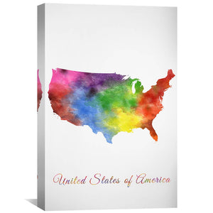 United States of America Rainbow Canvas Art 30 x 45cm / Unframed Canvas Print Clock Canvas