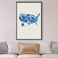 United States of America Watercolor Canvas Art Clock Canvas