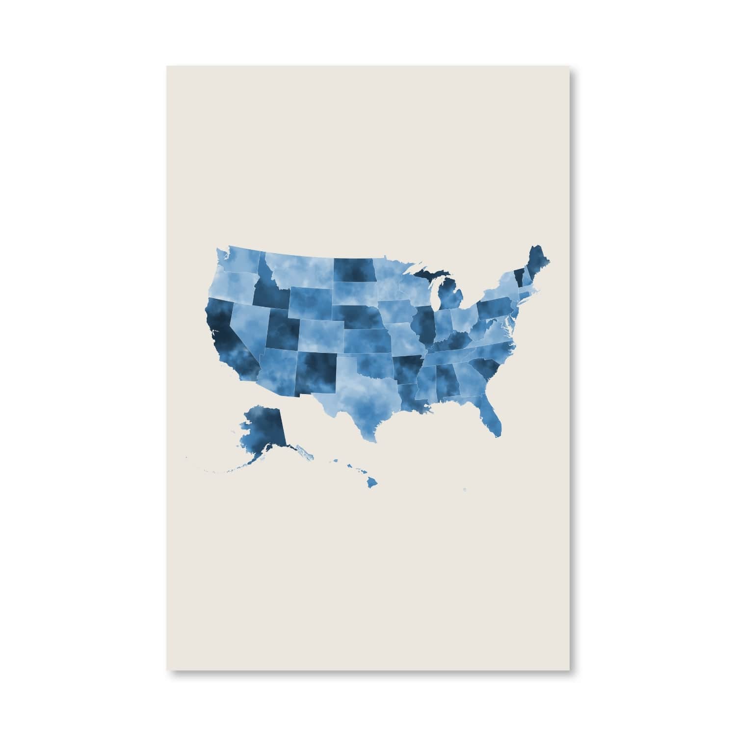 United States of America Watercolor Canvas Art Clock Canvas