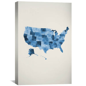 United States of America Watercolor Canvas Art 30 x 45cm / Unframed Canvas Print Clock Canvas
