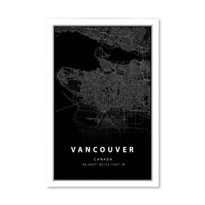 Vancouver Black Map Canvas Art Clock Canvas