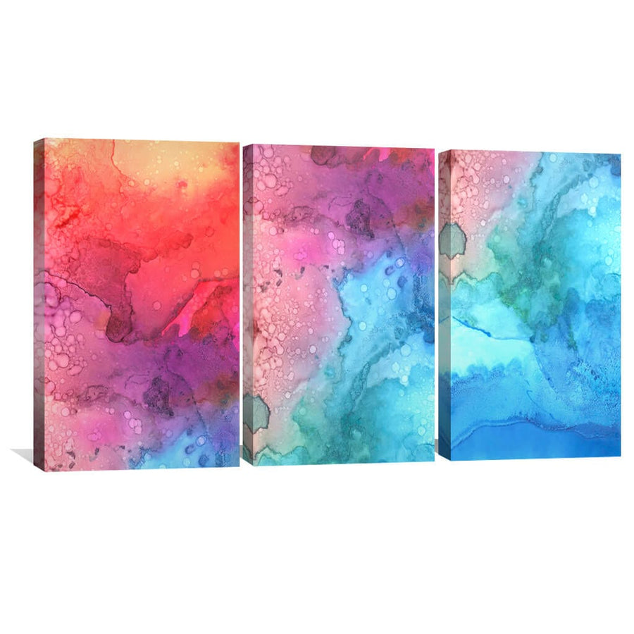 Vibrant Watercolor Canvas Art Set of 3 / 40 x 60cm / Unframed Canvas Print Clock Canvas