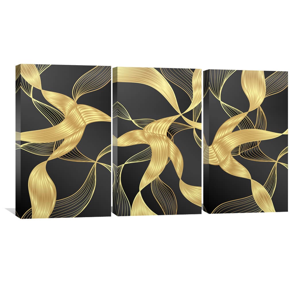Vibrant Waves Canvas Art Set of 3 / 40 x 60cm / Unframed Canvas Print Clock Canvas
