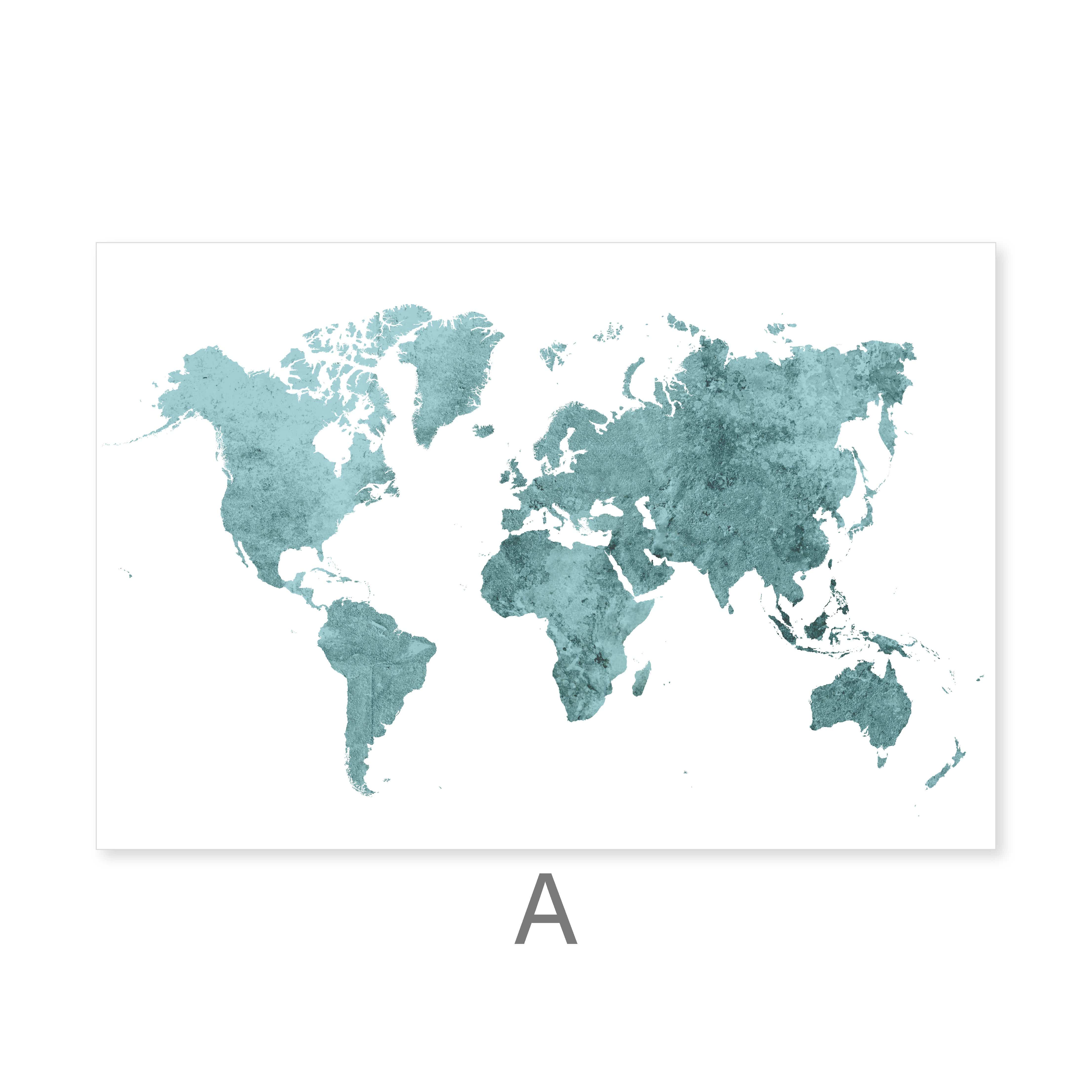Vibrant World Map Canvas Art A / 45 x 30cm / Unframed Canvas Print Clock Canvas